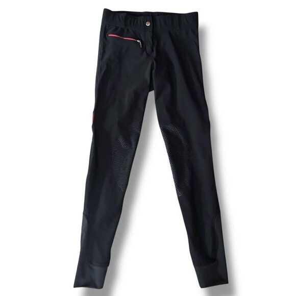 Dover Saddlery Womens Riding Pants Sz 26 Black Red Breeches Equestrian - Picture 1 of 8